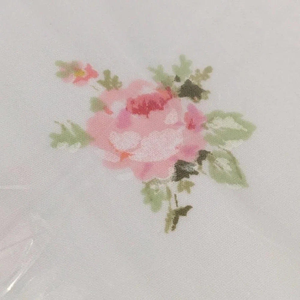 Vtg Sears Best French Bouquet Full Fitted Sheet Pink Rose Floral Percale USA New